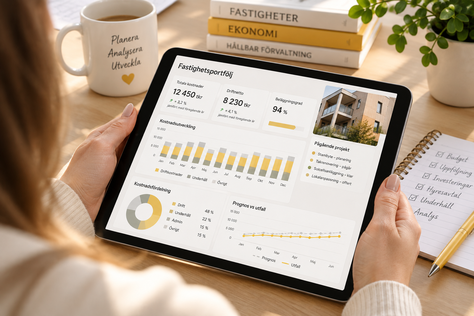 Fastighetsekonomi med budget, uppföljning, investeringar och ekonomisk analys av fastigheter