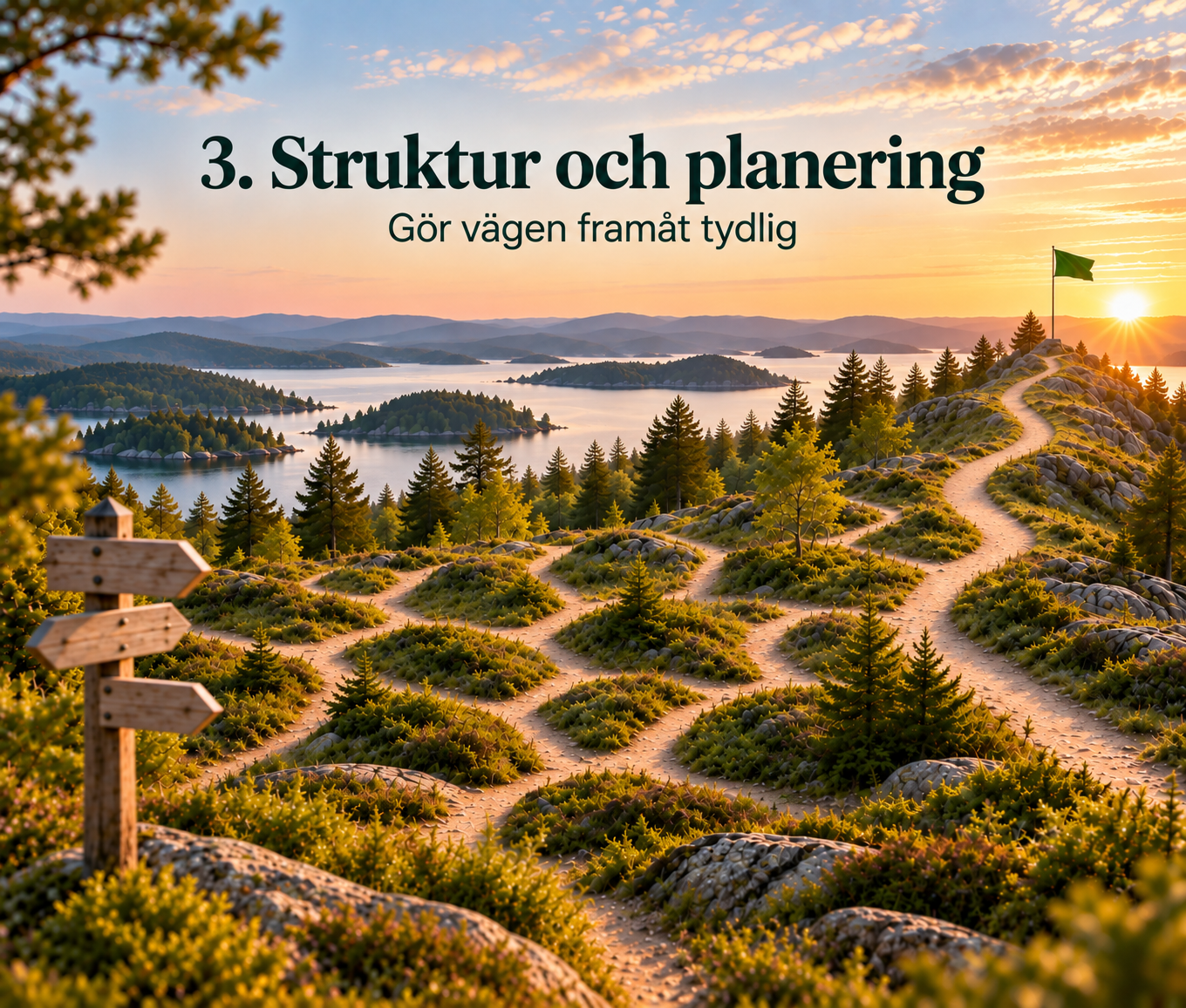 Flera vägar som samlas mot ett gemensamt mål och symboliserar planering, struktur och styrning i projekt